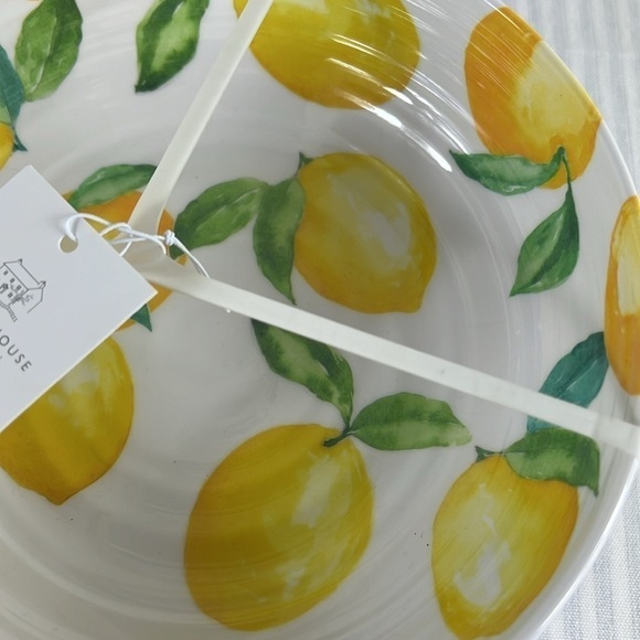 The Farmhouse Rachel Ashwell Set of 4 Melamine Pasta Salad Bowls Lemon Print - Picture 2 of 3